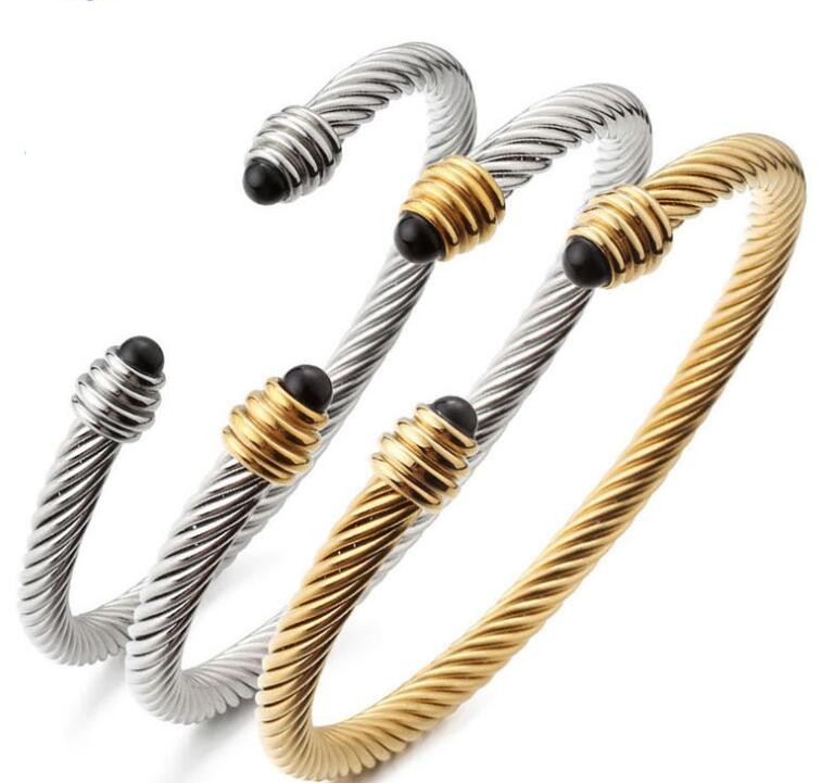 

Brand Multi Design Twisted Cable Wire Bangle Vintage Fashion Bangles Steel Cuff Bracelet Unique Designer Christmas Gift