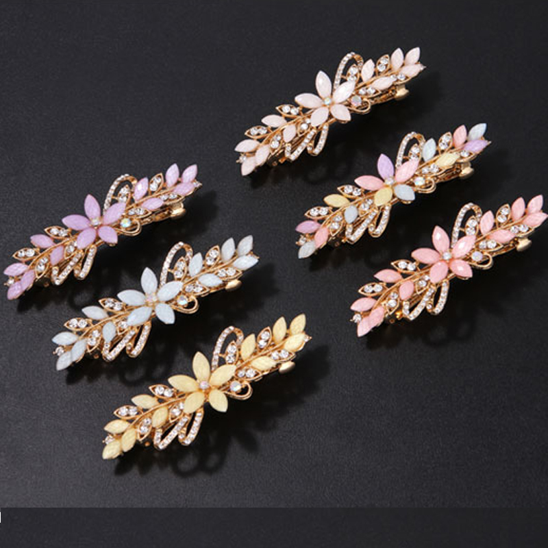 

Female Hair Pins Headdress Metal Clip Inlaid crystal Three Teeth Card issuance Back head Gripper Dish up Duckbill clips