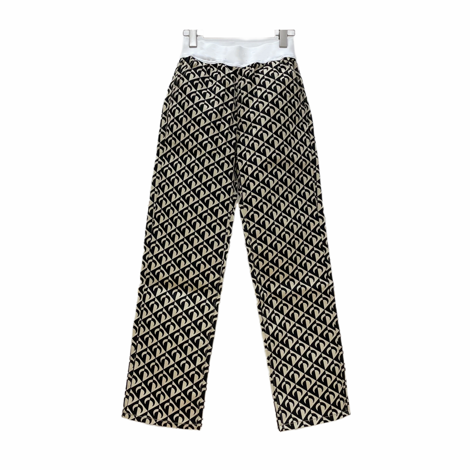 

Paris designer womens straight pants Simple style crescent print embroidery casual high waist floor-length trousers mens moon graphic Jacket,top quality, Beige black pants