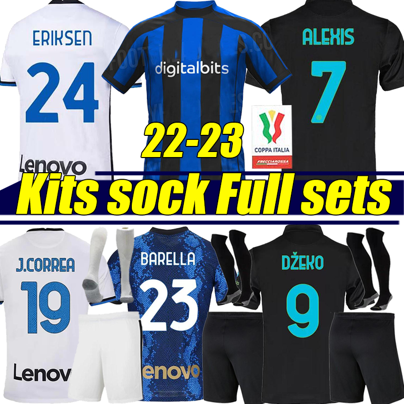 

21/22/23 DZEKO BARELLA Soccer Jerseys Coppa Italia FINAL Calhanoglu VIDAL LAUTARO INTERS ERIKSEN ALEXIS CORREA SKRINIAR BROZOVIC D'AMBROSIO Kits sock Full sets, 21-22 third
