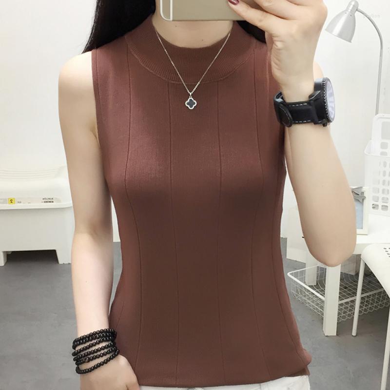 

Women's Tanks & Camis Summer Sleeveless Women Tops Blusas Mujer De Moda 2022 Verano Stand Collar Slim Knitted Tank For E575Women's, Apricot