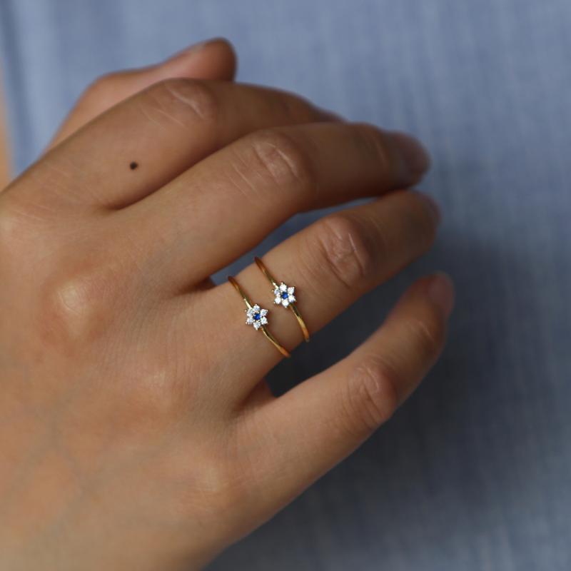 

Wedding Rings Gold Color Cute Fashion Jewelry Flower Ring For Women And Girl Gifts Lovely Minimal CZ Wholesale Promotion Factory JewelryWedd