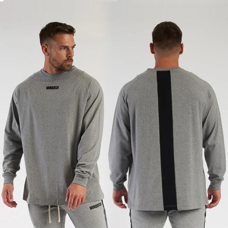 

Men's T-Shirts Pure Cotton Oversized Tshirt Casual Long-sleeved T Shirt Winter Bottoming Gyms Joggers Fitness Round Neck Top Pullover, Black