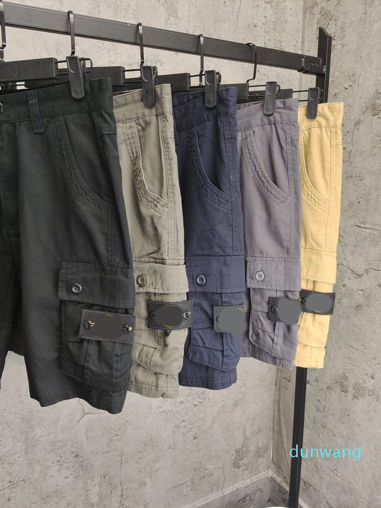 

2022 Men's Shorts Designer Cotton Overalls Multi-pocket Embroidered Chapter Loose Couple Models High Street, Black