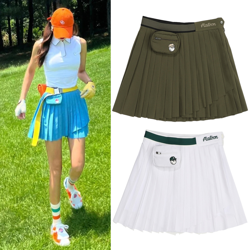 

Golf Shorts Skirts Women's Elastic Waist Pleated Skirt Summer Outdoor Sports Skorts Skirt Fashion Lrregular Skirt 220805, Army green