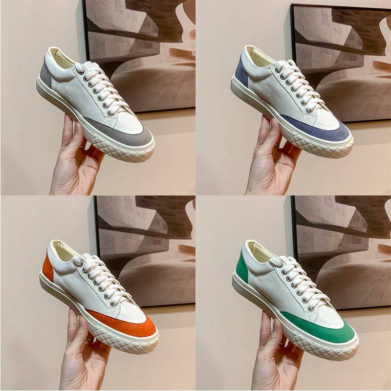 Designer Cnel sneakers Luxury women Casual Shoes 22SS WMNS Lace-up Suede Canvas Sneaker Orange Yellow Grey Purple Green Black suede womens top train