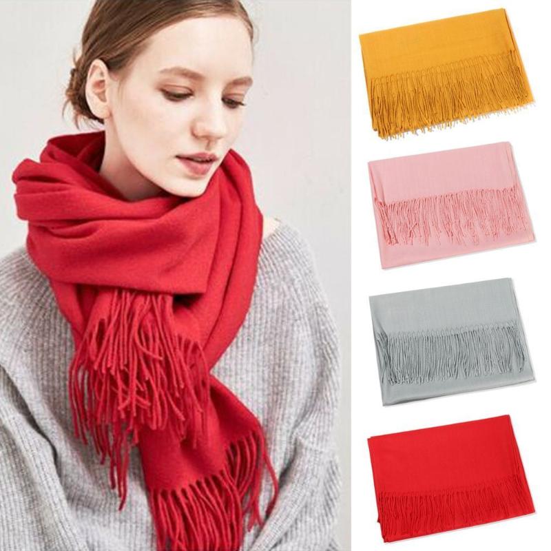 

Scarves Ladies Faux Cashmere Scarf Wool Shawl Soft Large Thick Warm Luxury Wrap Women Winter Tassel ScarfScarves