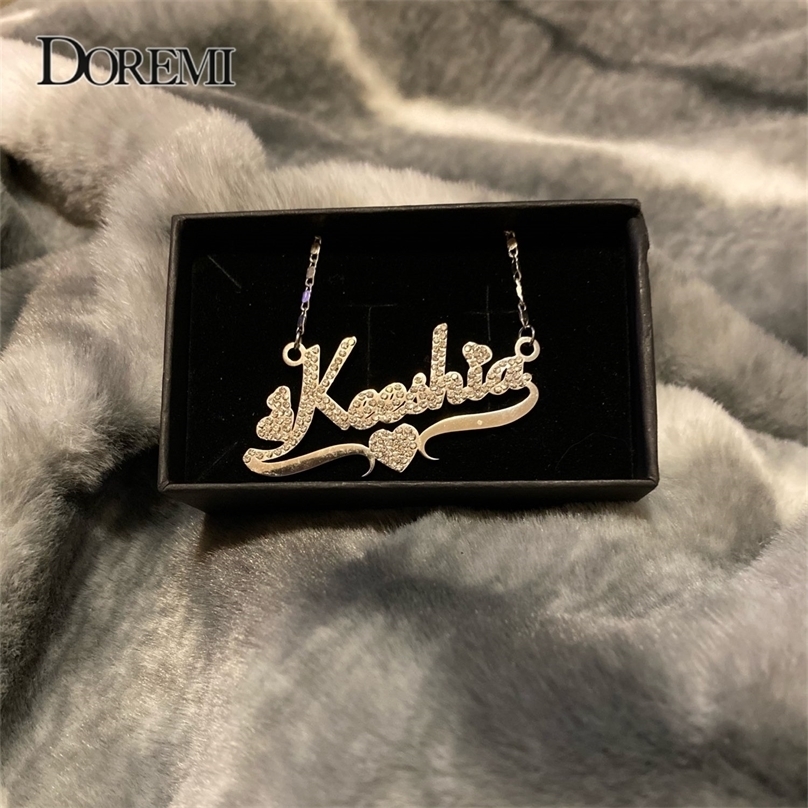 

DOREMI 316L Stainlesss Name Necklaces Pendant Letters Necklace for Women Custom Chain Jewelry Children Personalized Gold 220718