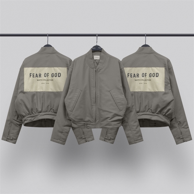 

fearofgod essentials men' hooded Season 6 main line fog patched jacket cotton padded clothes high street men' and women' thickened coats tide brand winter, Taupe