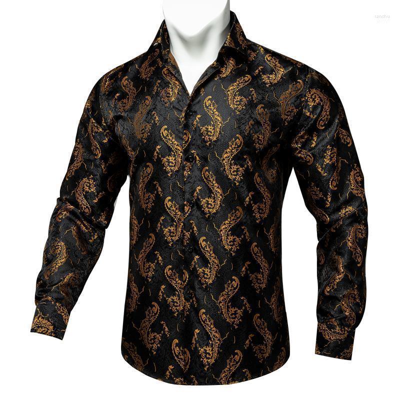 

Men' Casual Shirts Retro Shirt For Men High Quality Men' Long Sleeve Paisley Black Man Blouse Regular-fit Button Down Collar ShirtsMen, Cy-2001