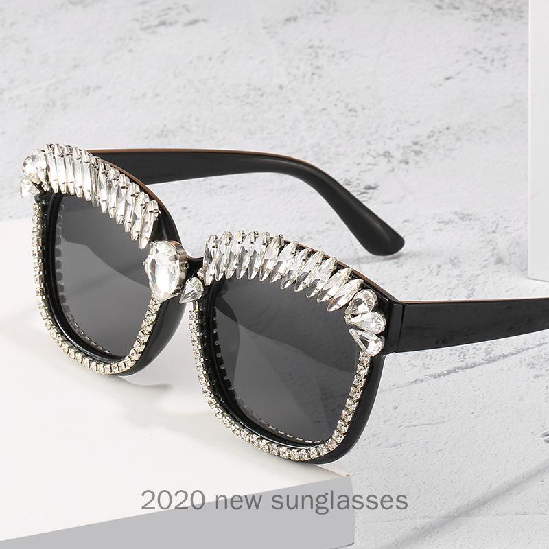 

Sunglasses 2022 Crystal Luxury Diamond Oversized Women Brand Square For Female Large Frame Rhinestone Bling Glasse NX, White;black