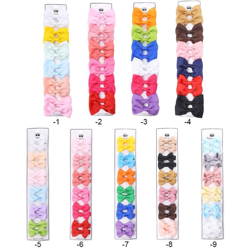 

Hair Accessories 12 Pcs/Set Grosgrain Ribbon Bows Hairpins Cute Baby Girls Colorful Clips