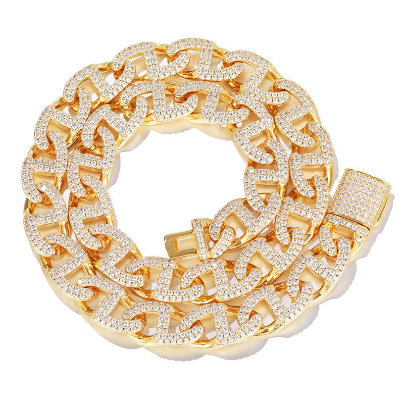 

Chains Hip Hop 5A CZ Stone Paved Bling Out 13mm Solid Geometric Box Lock Link Chain Necklace For Men Rapper Jewelry GiftChains ChainsChains