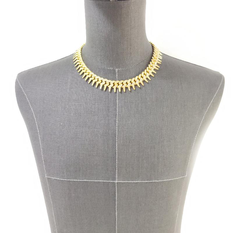 

Chains Trendy Neck Ornament Hip Hop Comb Shaped Unilateral Thorns Spiked Cuban Necklace 45mm Punk Rock Hipster Exaggerated