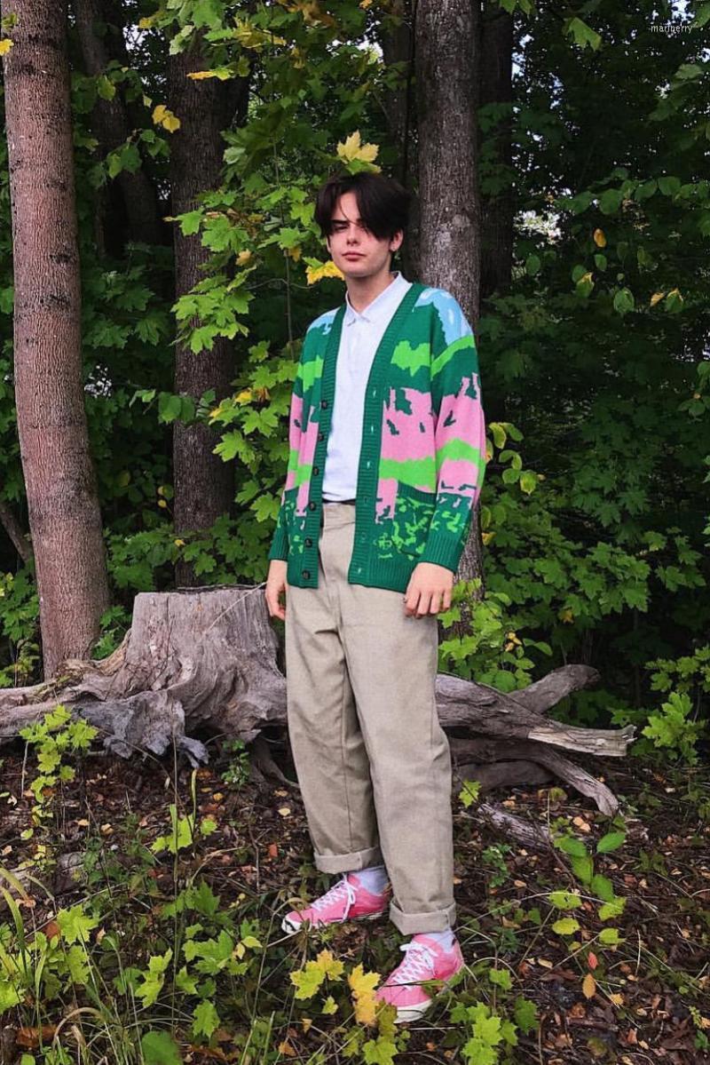 

Men' Sweaters GOLF Landscape Cardigan Loose Men And Women Color Sweater Knitwear MY637Men' Mari22, Green