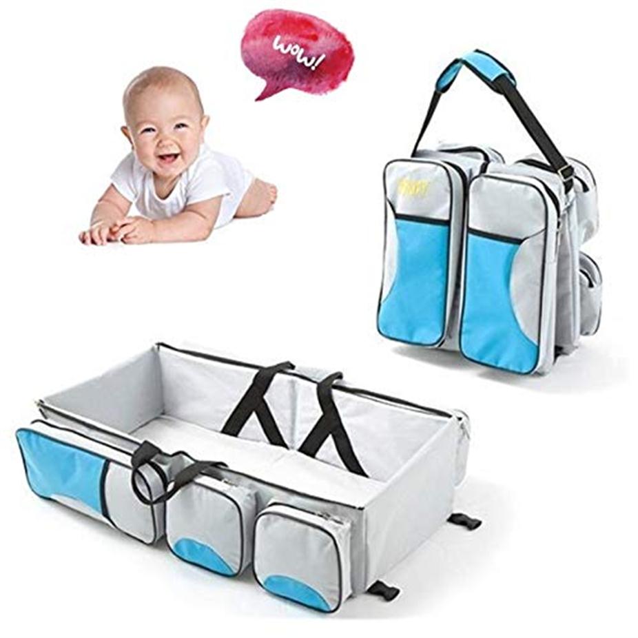 

Premium 3 in 1 Multi-Functional Travel Diaper Bag Portable Bassinet & Changing Pad Station Essential For Mom Perfect Baby Shower G2346