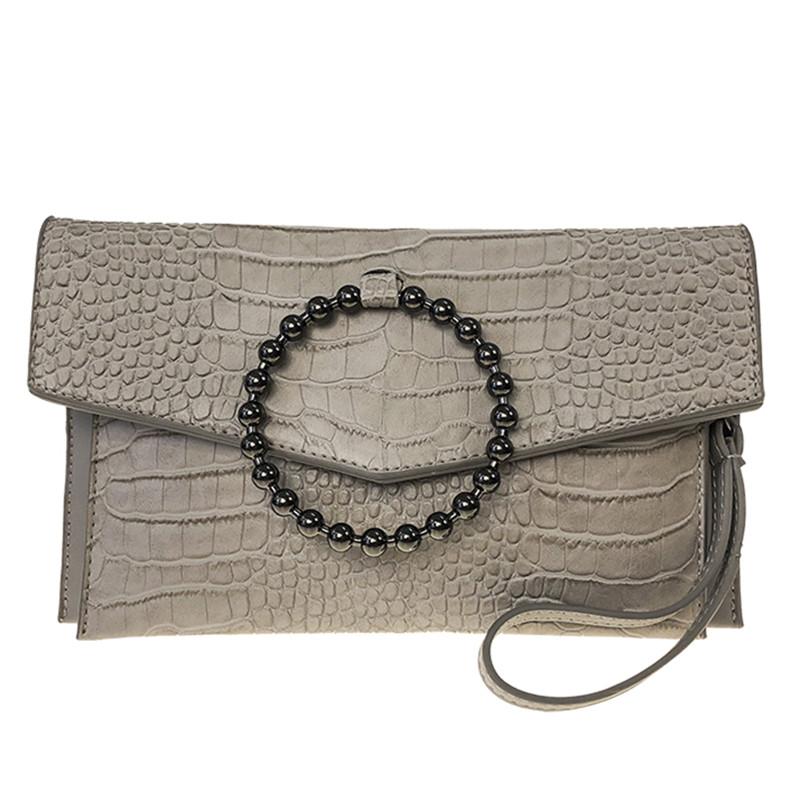 

Evening Bags Double Capacity Women Handbag Clutch Ring Iron Crocodile Pattern Leather Ladies Shoulder Bag High Quality Ritro PurseEvening, Black
