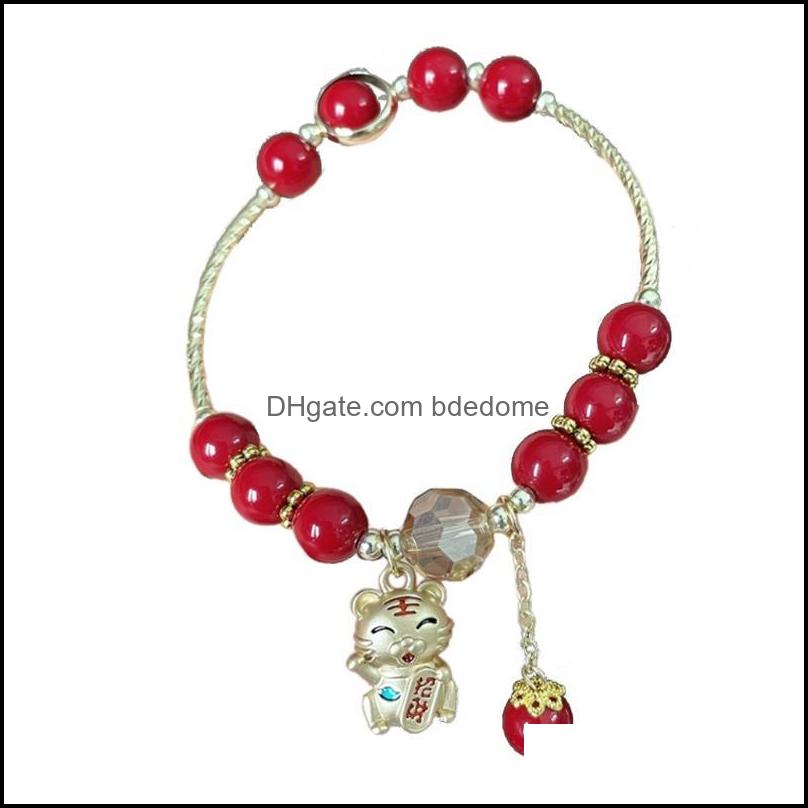 

Charm Bracelets Jewelry 2022 Year Of Tiger Natural Stone Bracelet Chinese Fashion Pendant Drop Delivery 2021 Dhsrm