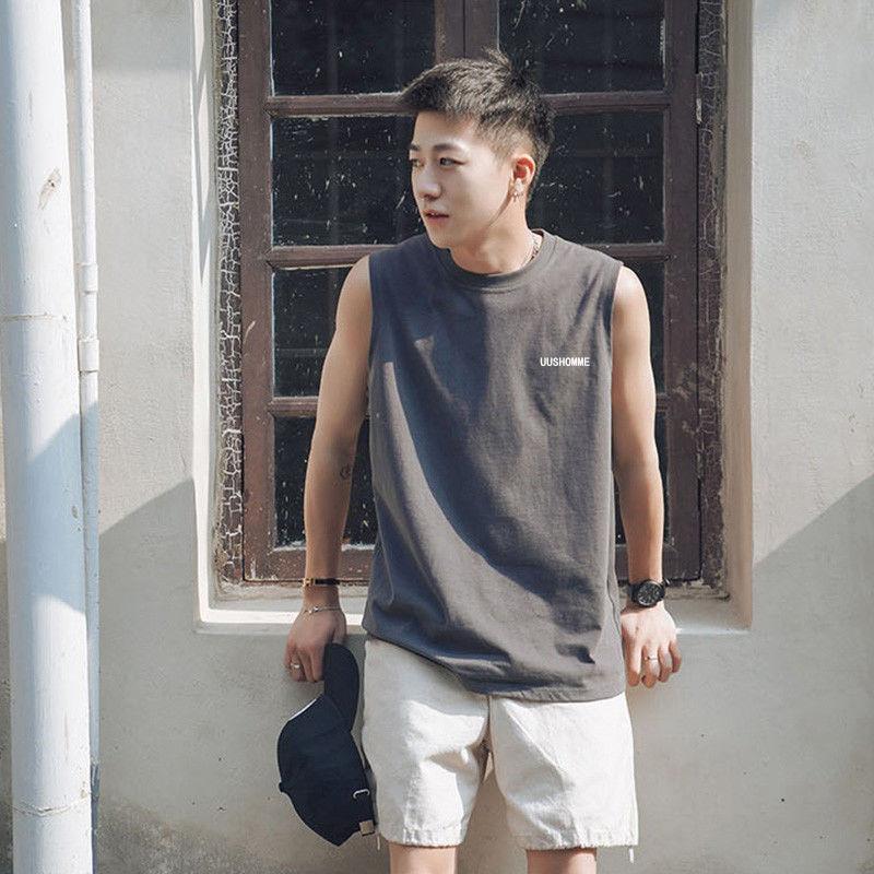 

Men' Casual Shirts Camisole Vest Summer Sports Loose Sleeveless T-shirt Top, Black