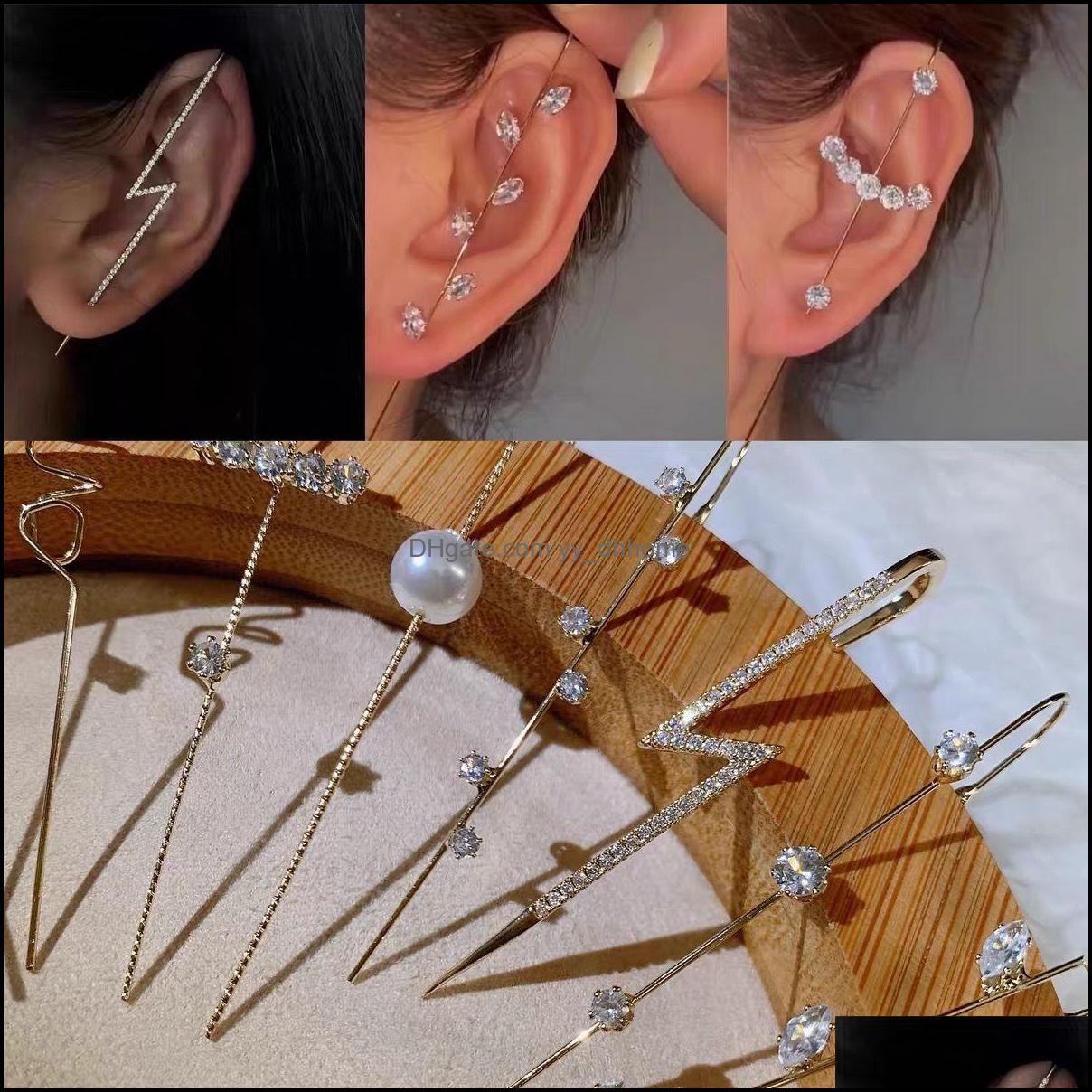 

Other Earrings Jewelry Crystal Piercing Earring Fashion Pearl Cler Hook Women Girls Metal Wire Stud Sparkling K532 Dhhjb