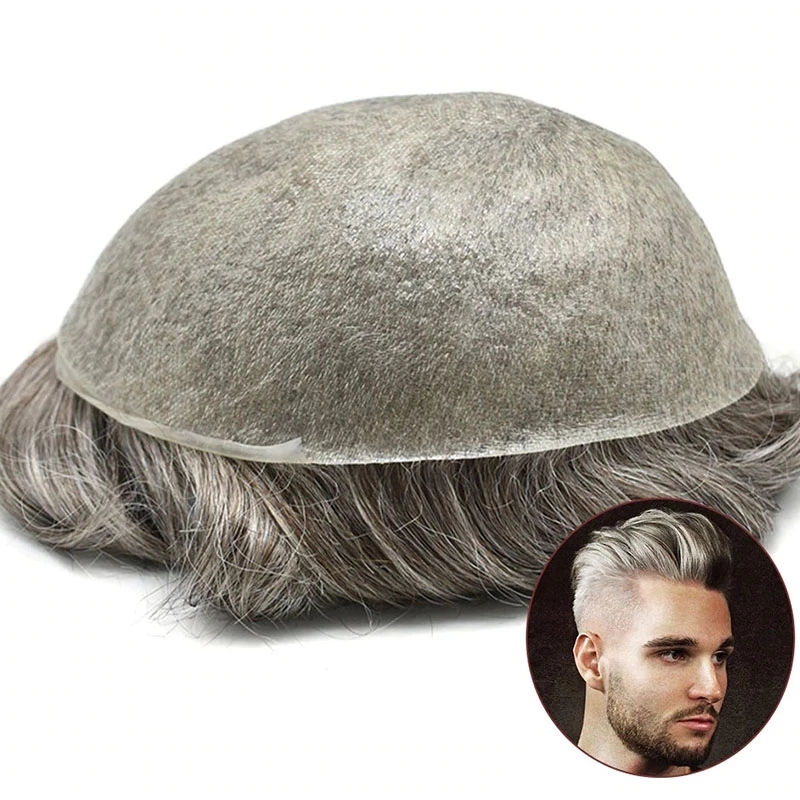 

Thin Skin Men's Toupee Hair Replacement Transparent Invisible 0.04-0.05mm V-looped System for Men