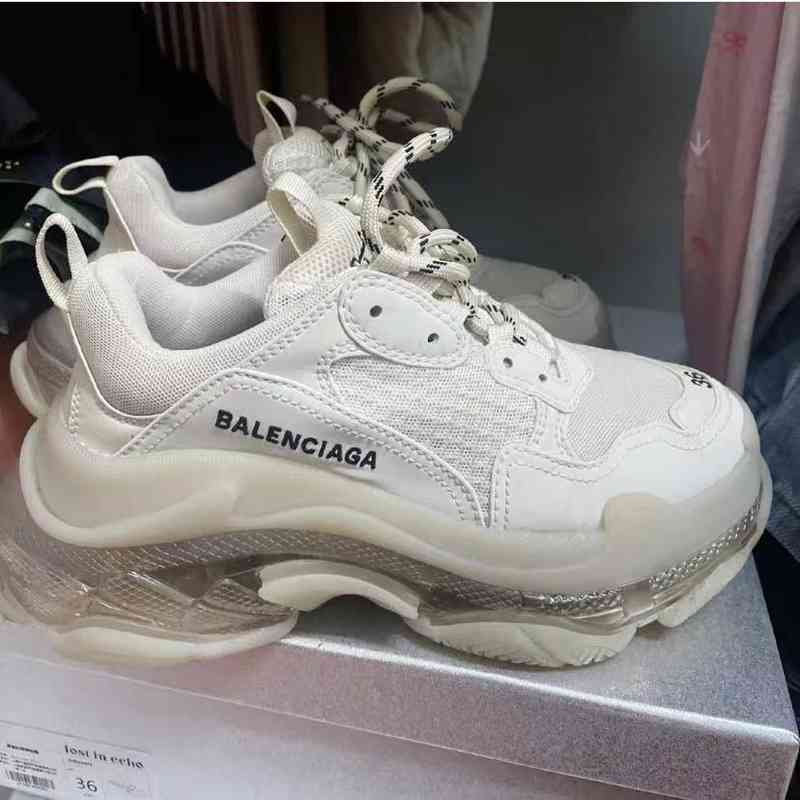 

Fashion Couples Designer Balencigas shoes Family B's daddy Europe station 2021 summer casual and versatile fashion elevated leather sneakers, White
