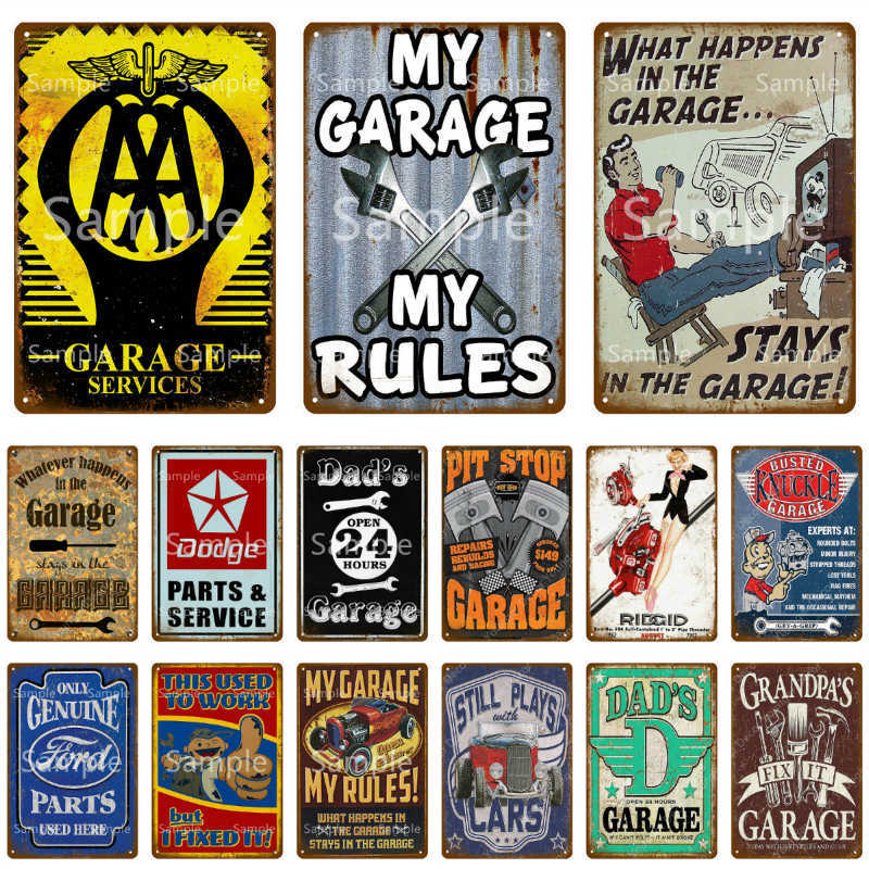My Garage My Tools My Rules Retro Metal Tin Sign Vintage Metal Plate Painting Wall Decoration For Gas Station Plaque-image-763097909