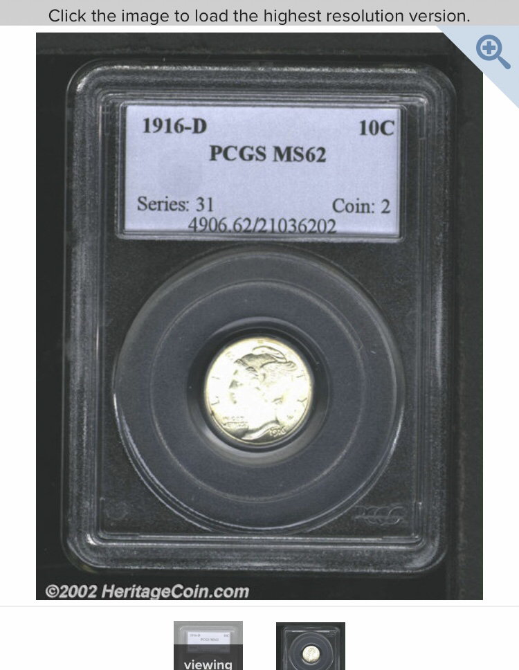 

US Coin 1916d Mercury Dime 10C Craft Silver Coins Currency Senior Transparent Box