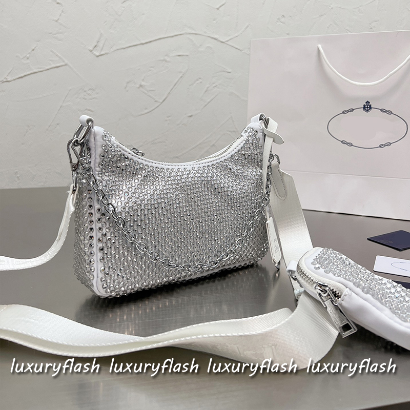 

Top Quality Women Designer Diamond Crossbody Bags Luxurys Hobo Lady Shiny Rhinestone Triangle Shoulder Bag Coin Wallet Bling Purses, Extra fee