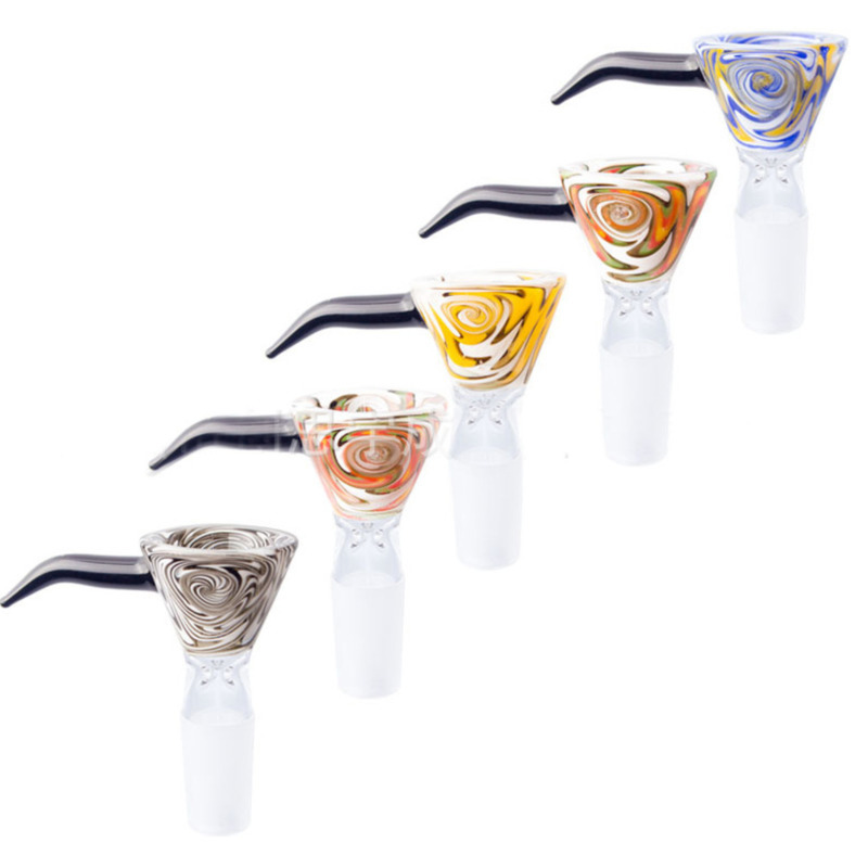 

14mm male Bowl star screen perc wig swag colors Thick Glass Bong Bowls with hook