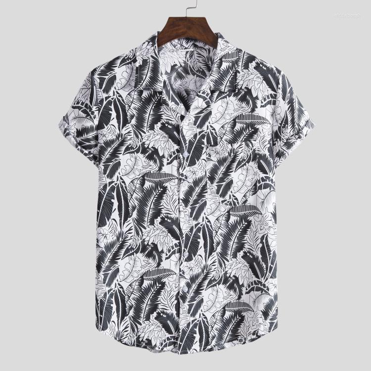 

Men's Casual Shirts 2022 Hawaiian Beach Tropical Surfing Printed Elements Four Seasons Cuban Collar Short Sleeve Shirt Eldd22, Beige