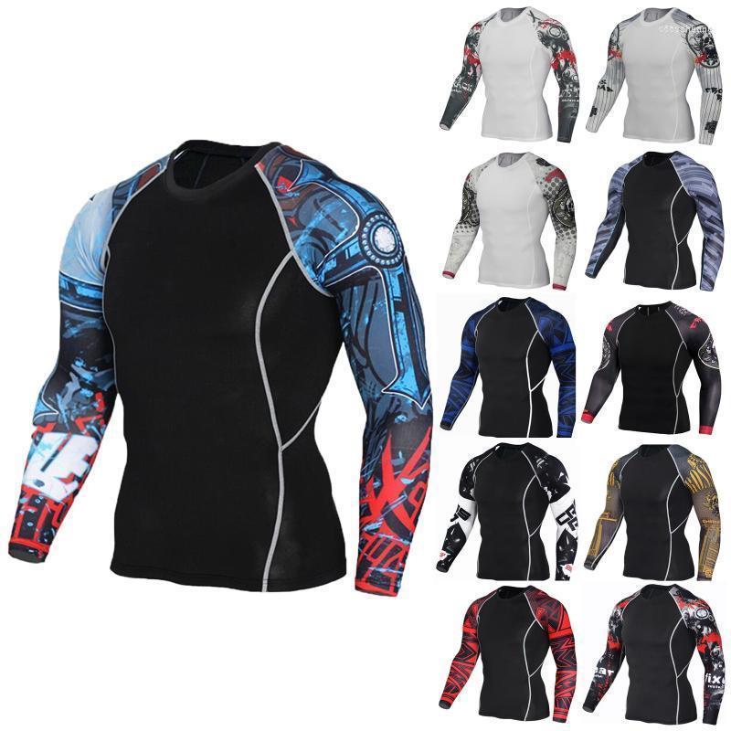 

Men's T-Shirts 2022 Men Compression T-shirt Quick-drying Costume Fitness Muscle T Shirt Long Sleeve Tights Tops Tshirt, Bk