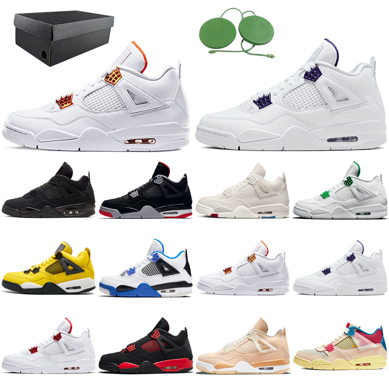 

hot black cat 4s basketball shoes 4 men Red Thunder Canvas Green Metallic Lightning Motorsports Orange Metallic Shimmer Zen Master sneakers with box