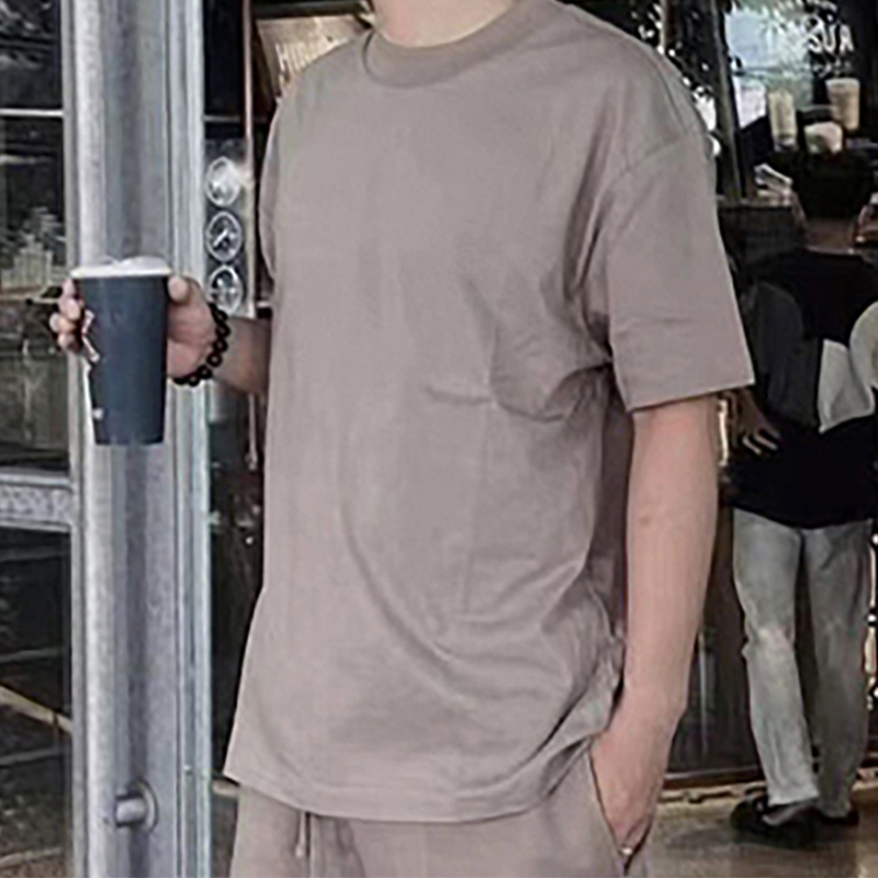 

Front Flocking Letterings Oversized Tee Casual Short Sleeves T-shirts Cotton T Shirts Men Women Hip Hop Streetwear MG220258, Greyish yellow