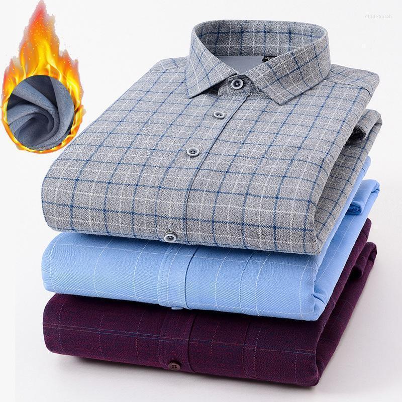 

Striped Plaid Print Blouse For Men Casual Retro Clothes Fashion Men's Winter Warm Plush Slim Shirts Colors Eldd22, Mint