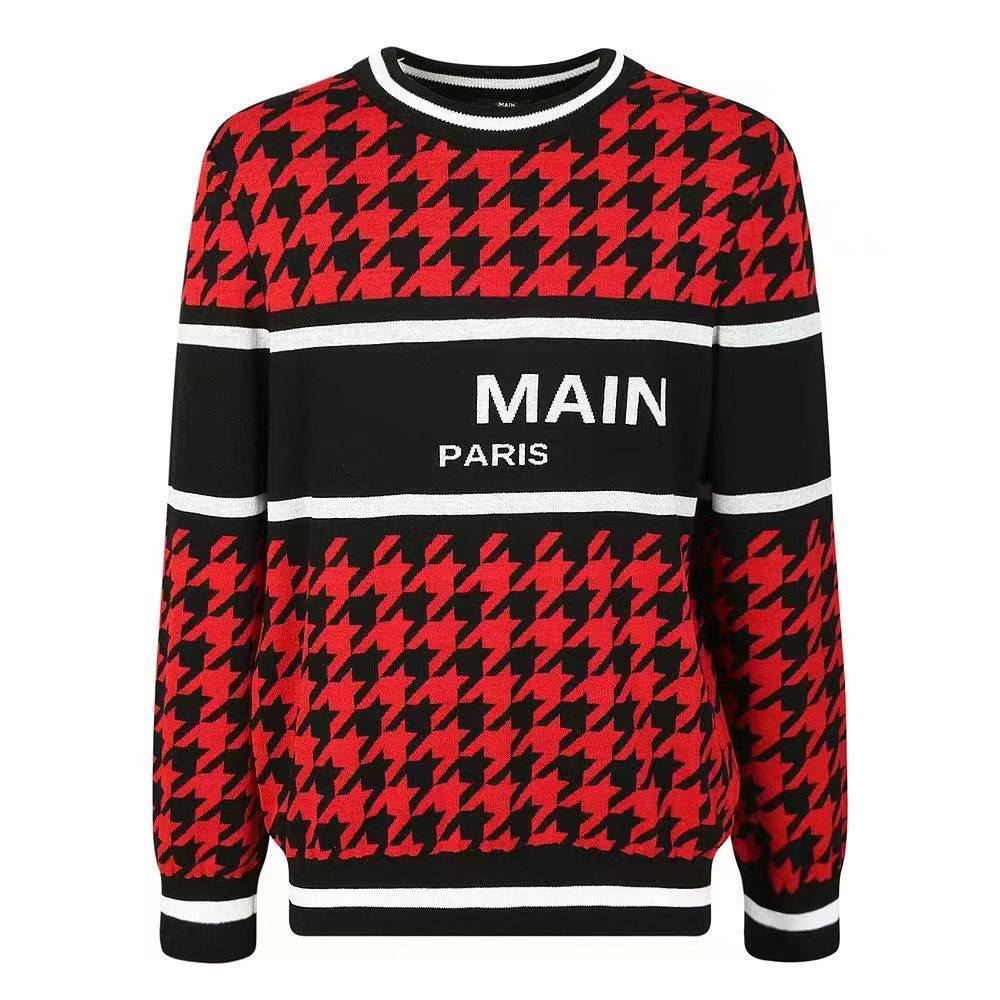 

france mens and womens knit sweater paris top quality pashm loose Sweaters jacquard cardigan, Red