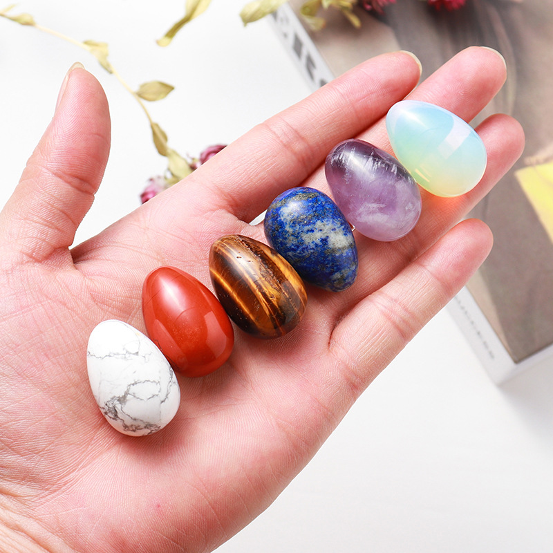 Natural crystal 30MM Egg stone Red Agate rose Pink quartz Healing Reiki Gemstone Collection FlowerPot Home Decoration-image-763747188