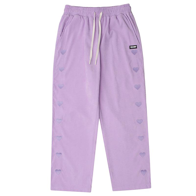 

Men's Pants Mens Hip Hop Corduroy Baggy Jogger Side Heart Embroidery Harajuku Streetwear Sweatpants Casual 2022 Spring Track Trousers, Black