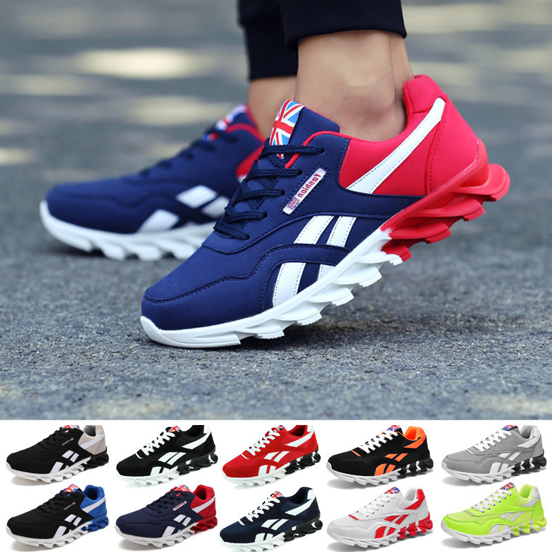

Men Running Shoes Spring PU Leather Blade Sneakers High Quality Outdoor Light Breathable Sport Athletic Male 220811, Green sneakers