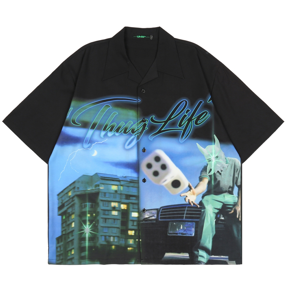 

2022 Summer Hip Hop Shirts Men Street Print Fashion Tops Tee Shirt Hawaiian Casual Shirts