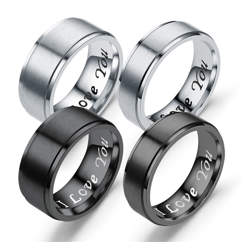 

True Love Forever I You Matte Couple Ring Women s Set Stainless Steel Womans on Phalanx Mens Finger ring 220615