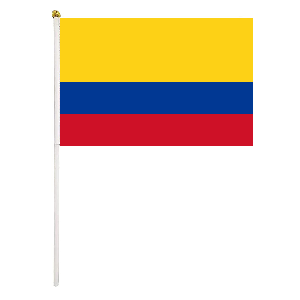 

Colombia Hand Waving Flag 14X21CM Premium Polyester Mini World Country Flag Banner With Plastic Flagpole
