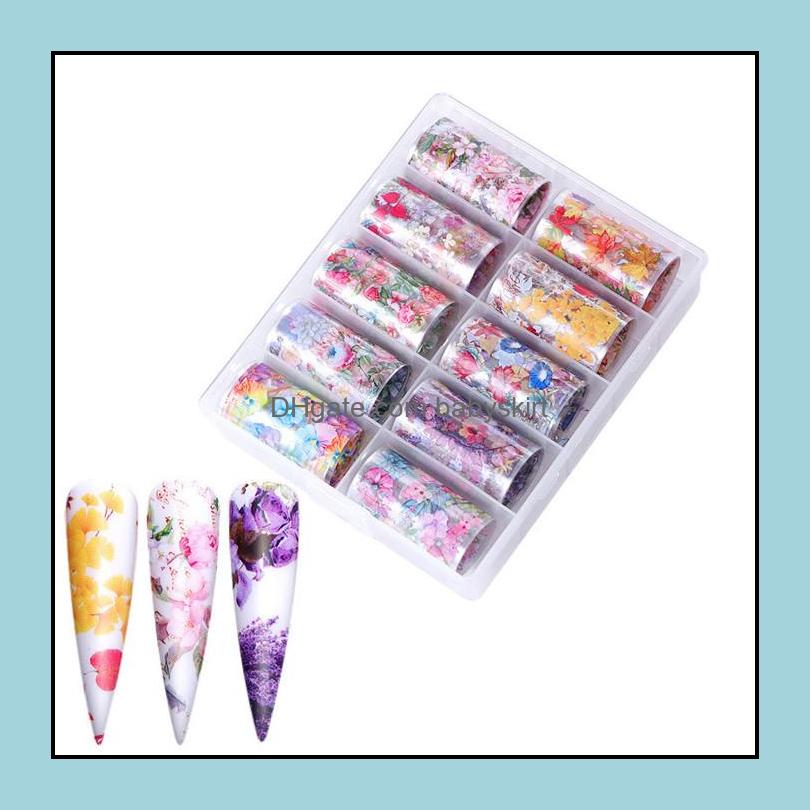 

Stickers Decals Nail Art Salon Health Beauty Nas006 10Pcs Starry Sky Foils Holographic Transfer Water 4*100Cm Diy Image Tips Decorations T, 10pcs nail transfer foil per box