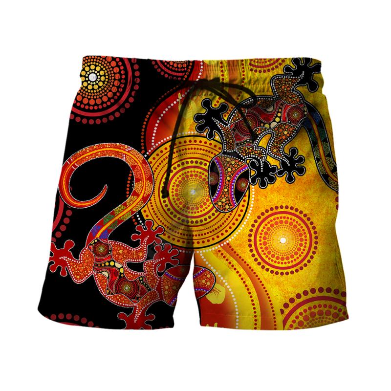 

Men' Shorts Summer Casual Aboriginal Australia Indigenous Lizards And The Sun 3D Printed Trousers For Women Men