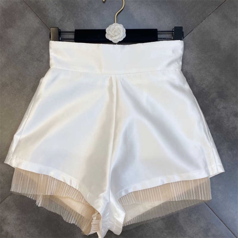 

DEAT Women Mesh Patchwork Shorts Arrivals High Waist Fashion Temperament Spring Summer 11D1730 210709, Black