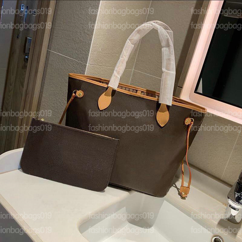 

Designers Never MM Full Classic Composite Shopping Bag 2pc 2sets Luxurys Stylish City Bag with Cutch Zipped Pouch