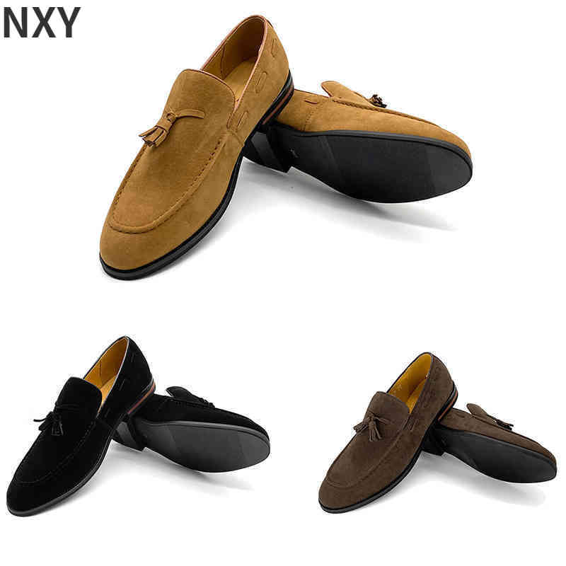 

Dress Shoes Pointed Mens Luxury Dressing Tassel Loafers For Men Fashion Casual Driving Shoes Leather Flat Slip On Moccasins Slippers 220216z, Black