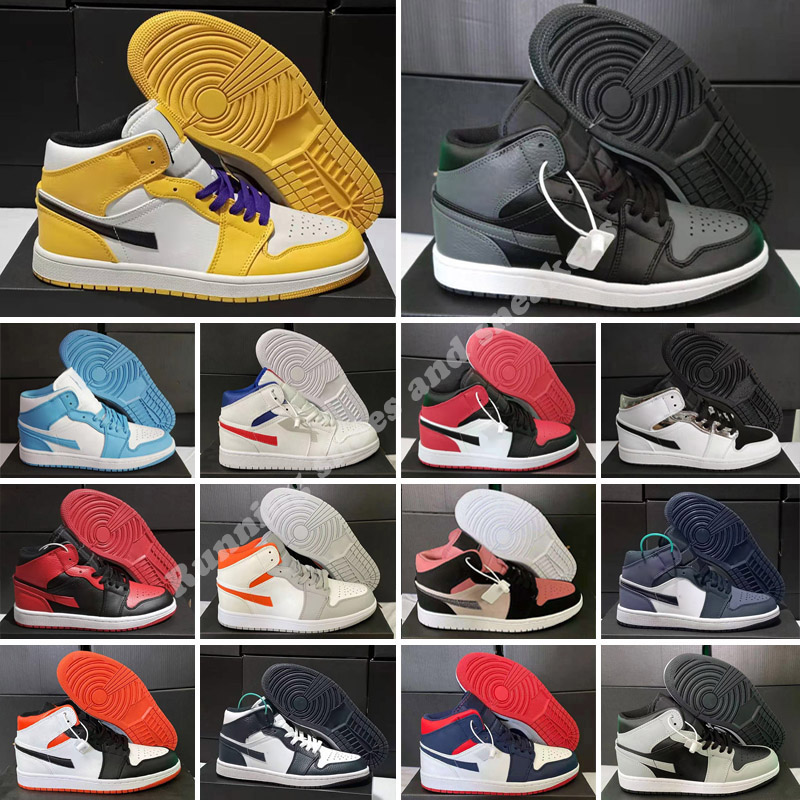 

Mens 1 High Og Basketball Shoes 1S Black Metallic University Blue Silver Royal Toe Gold Mid Smoke Grey Unc Patent Dark Mochamen Women Sneakers Trainers Size 36-46, Color 12