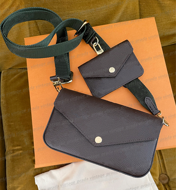 

3 piece top quality leather Women's men falicie strap Bags tote crossbody Bags Luxury Designer woman fashion wallet Camera Cases card, Mon0gram--army green