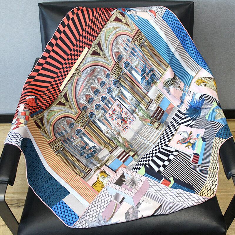 

Scarves Luxury 100% Twill Silk Scarf Unisex Man Women Fashion Double-sided Theater Shawl Hijab Hand Rolled Kerchief 90 90cmScarves